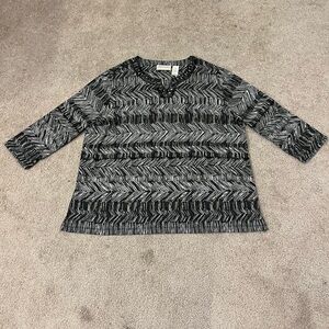 Alfred Dunner 3/4 Length Sleeve Blouse